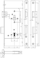 H.T. Schloß PZW Dornmaß 65 mm Stulp 22 mm käntig Edelstahl links