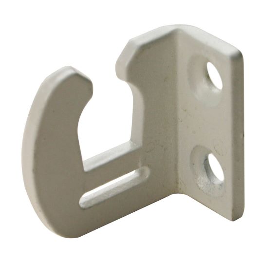 Auf dem Bild ist ein dänischer Rahmenbeschlag für dänische Fenstersicherungen in weiß lackiert zu sehen.