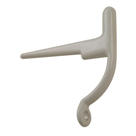 Auf dem Bild ist ein dänischer Stützhaken für Sturmhaken in weiß lackiert zu sehen.